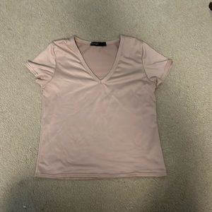 crème v neck crop top